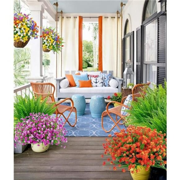 24 Bundle Fake Flowers Outdoor UV Resistant Faux Plants Patio Garden Decor - Picture 6 of 7